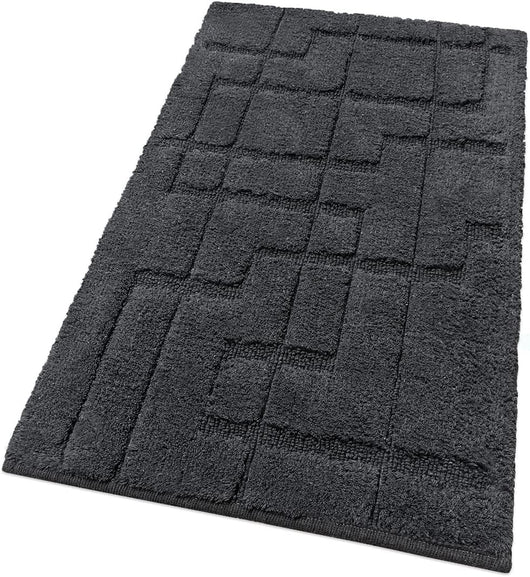 Tappeto Bagno Puro Cotone Morbido 3D Camera Sendiletto Elegante Lavabile Antracite 55x90 cm