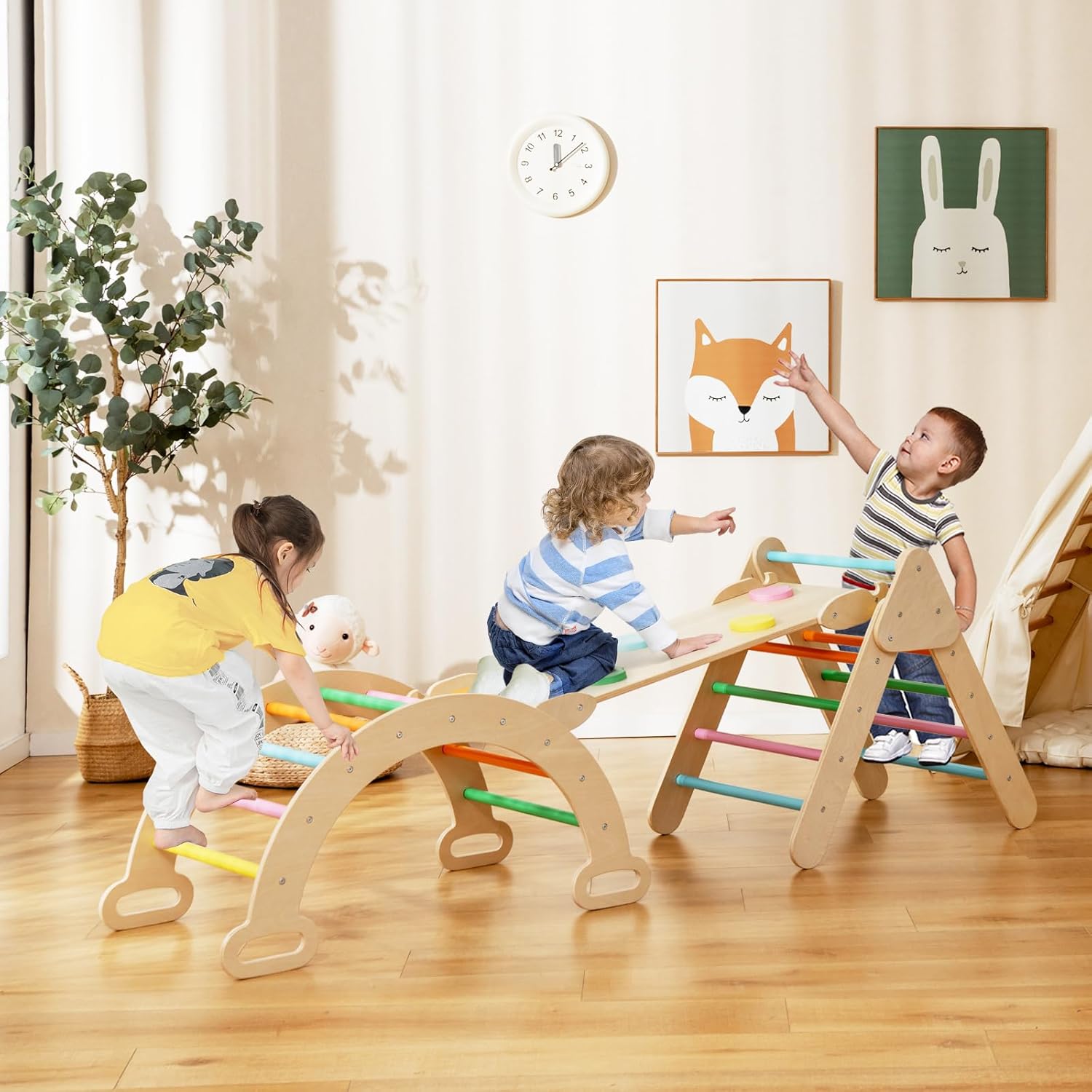 4 in 1 Set da Arrampicata per Bambini, Giocattoli da Arrampicata a Triangolo con Triangolo Arco e Salita, Ideale per Bambini 1 Anni + (Colorato)