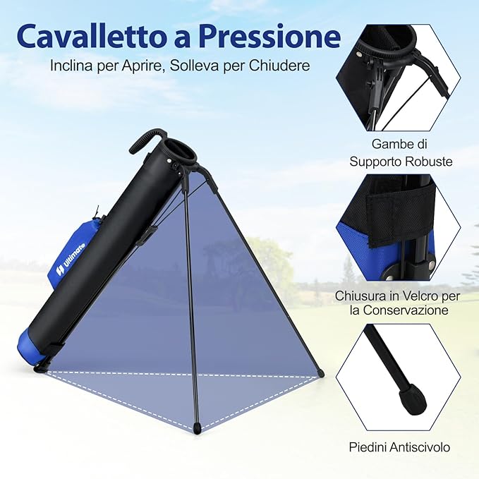 Borsa da Golf Leggera con Supporto, per Campo Pratica, Par 3 e Campi Esecutivi, Borsa da Golf con Tracolla Regolabile, Tasca e Portabottiglie per Donne e Uomini