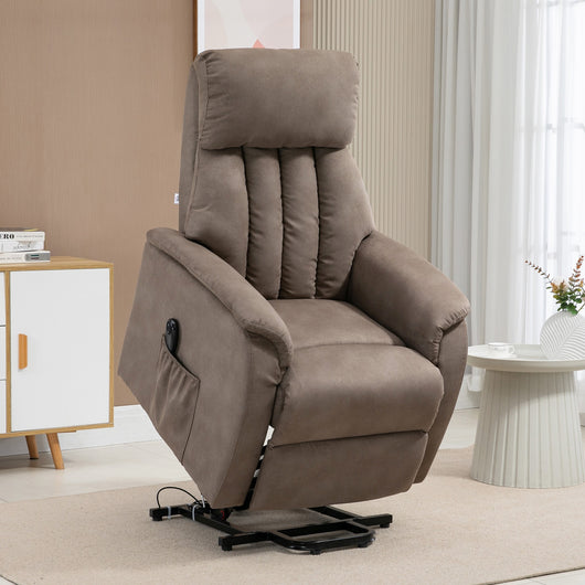 Easycomfort Poltrona Alzapersona Reclinabile 150° max con Telecomando e Poggiapiedi, 75x93x110 cm, Marrone