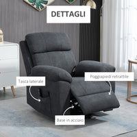 Easycomfort Poltrona Alzapersona Reclinabile fino a 135° con 8 Punti Massaggianti, Telecomando e Poggiapiedi 89x99x103 cm, Grigio