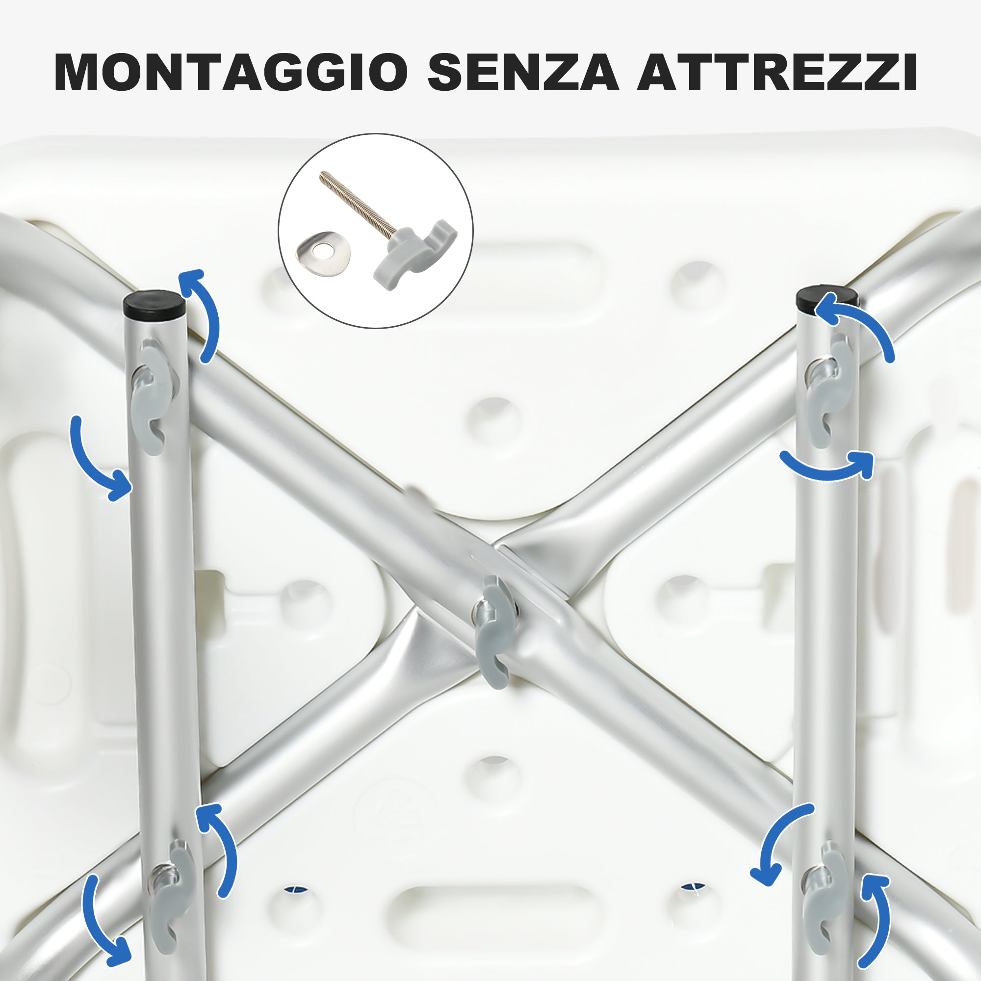 EasyComfort Sedia per Doccia con Imbottitura e Altezza Regolabile, Braccioli e Piedini a Ventosa