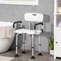 Easycomfort Sedia per doccia per Anziani, Disabili e Donne Incinte Imbottita con forma a U, 54x52x70-82cm, Bianco