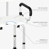Easycomfort Sedia per doccia per Anziani, Disabili e Donne Incinte Imbottita con forma a U, 54x52x70-82cm, Bianco
