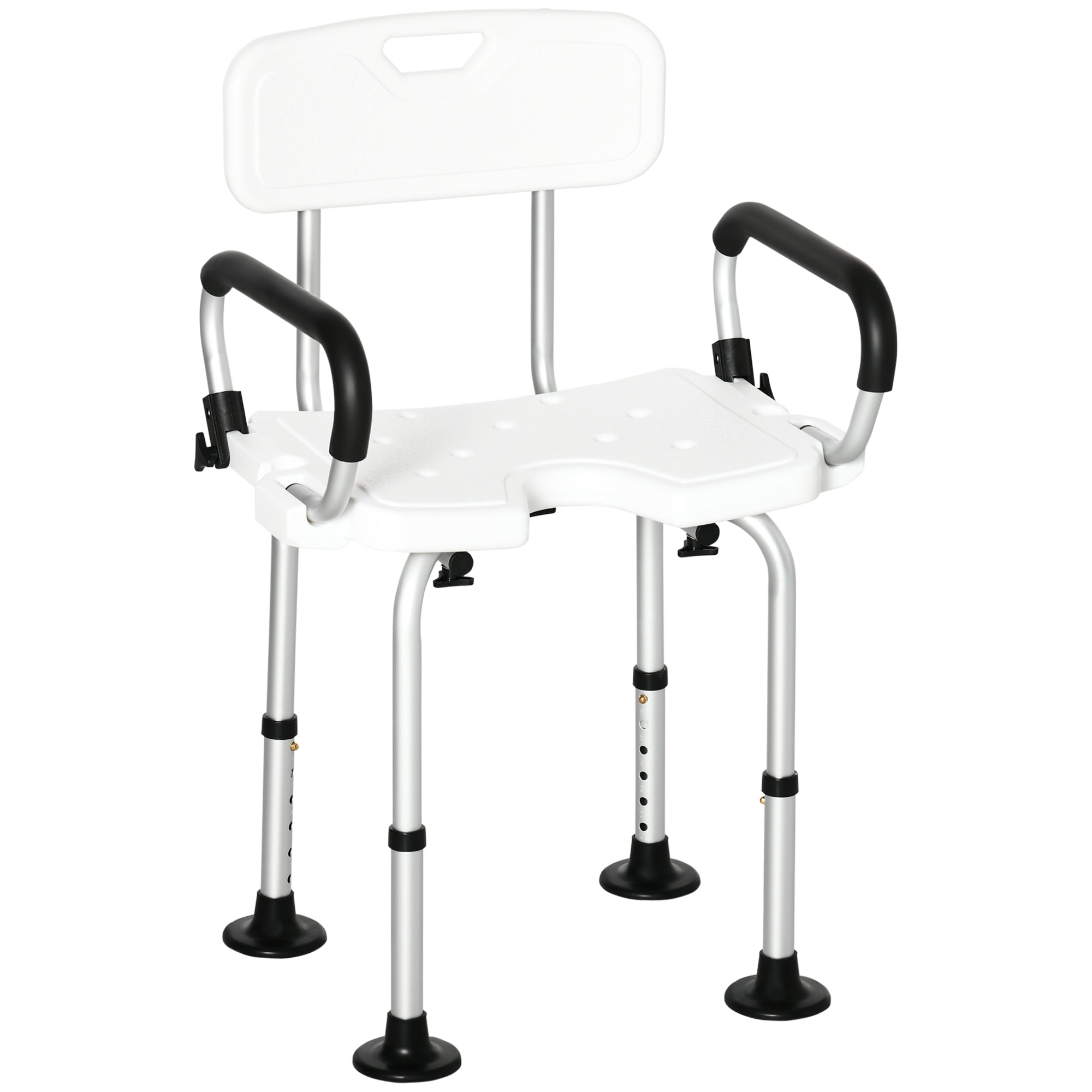 Easycomfort Sedia per doccia per Anziani, Disabili e Donne Incinte Imbottita con forma a U, 54x52x70-82cm, Bianco