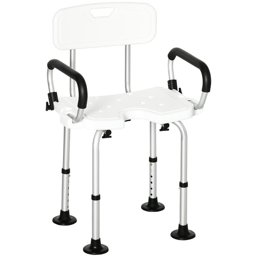 Easycomfort Sedia per doccia per Anziani, Disabili e Donne Incinte Imbottita con forma a U, 54x52x70-82cm, Bianco