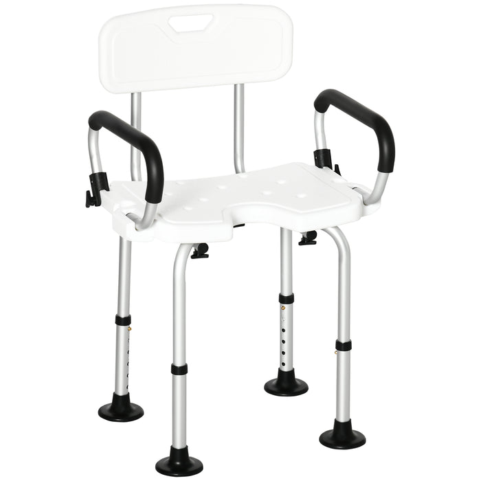 Easycomfort Sedia per doccia per Anziani, Disabili e Donne Incinte Imbottita con forma a U, 54x52x70-82cm, Bianco
