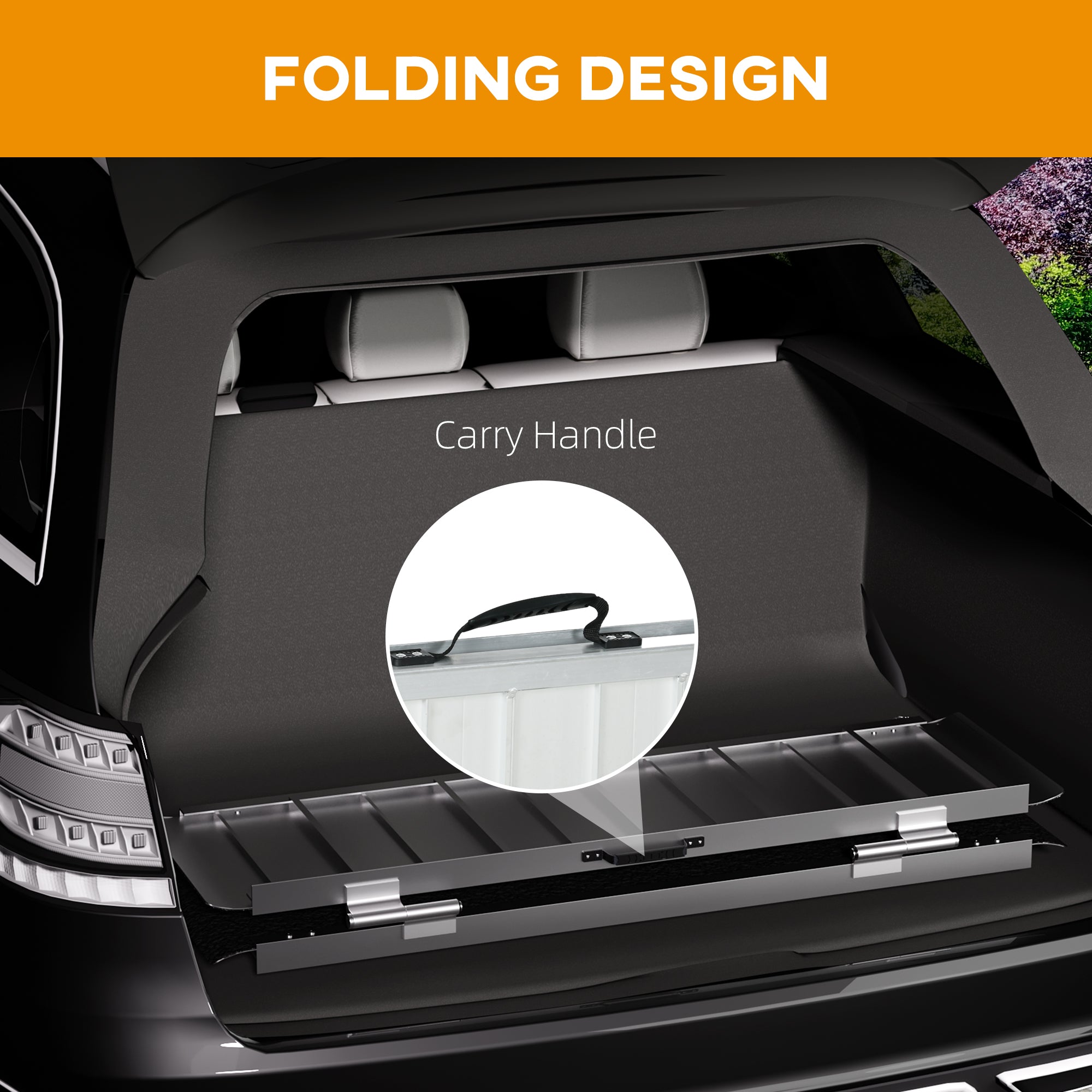 Easycomfort Rampa per Sedia a Rotelle Pieghevole in Alluminio con Deflettori e Adesivi, 122x73.6x5.1 cm, Nero