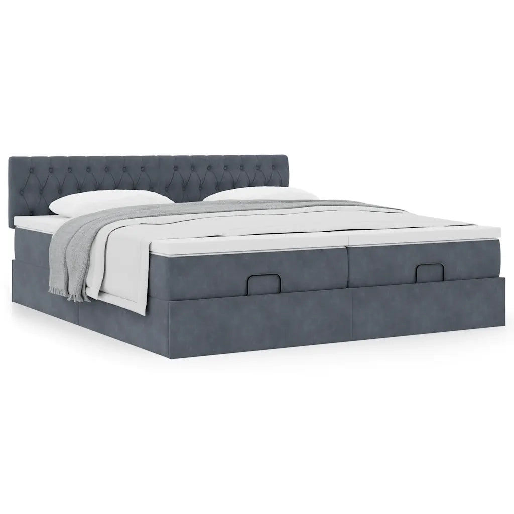 Struttura Letto Pouf con Materassi 160x200 cm in Velluto 3312087