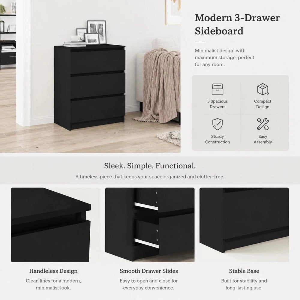 Sideboard Black 60x35x76 Cm Wood-based Material