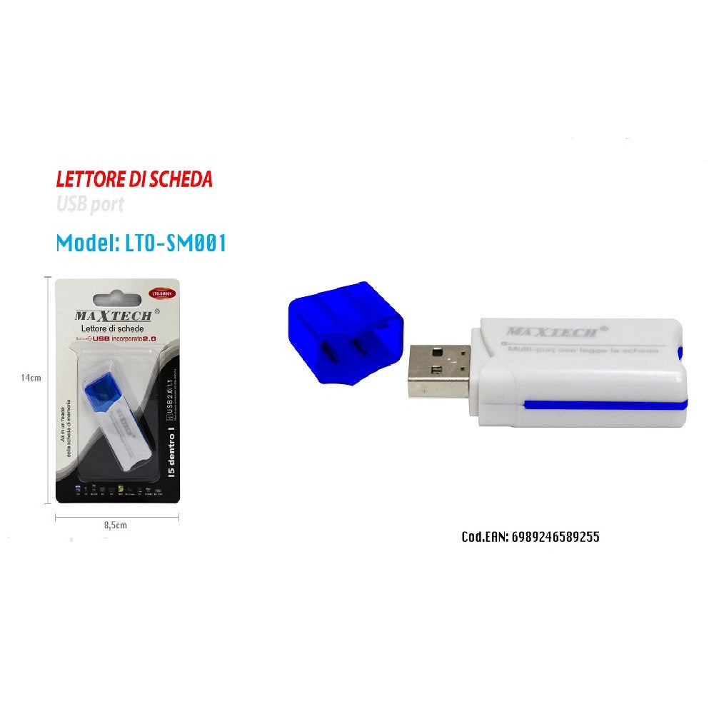 Trade Shop - Maxtech Lto-sm001 Lettore Di Schede Card 5in1 Usb 2.0 Ms Sd Mmc Tf Ad Alta Velocita' -
