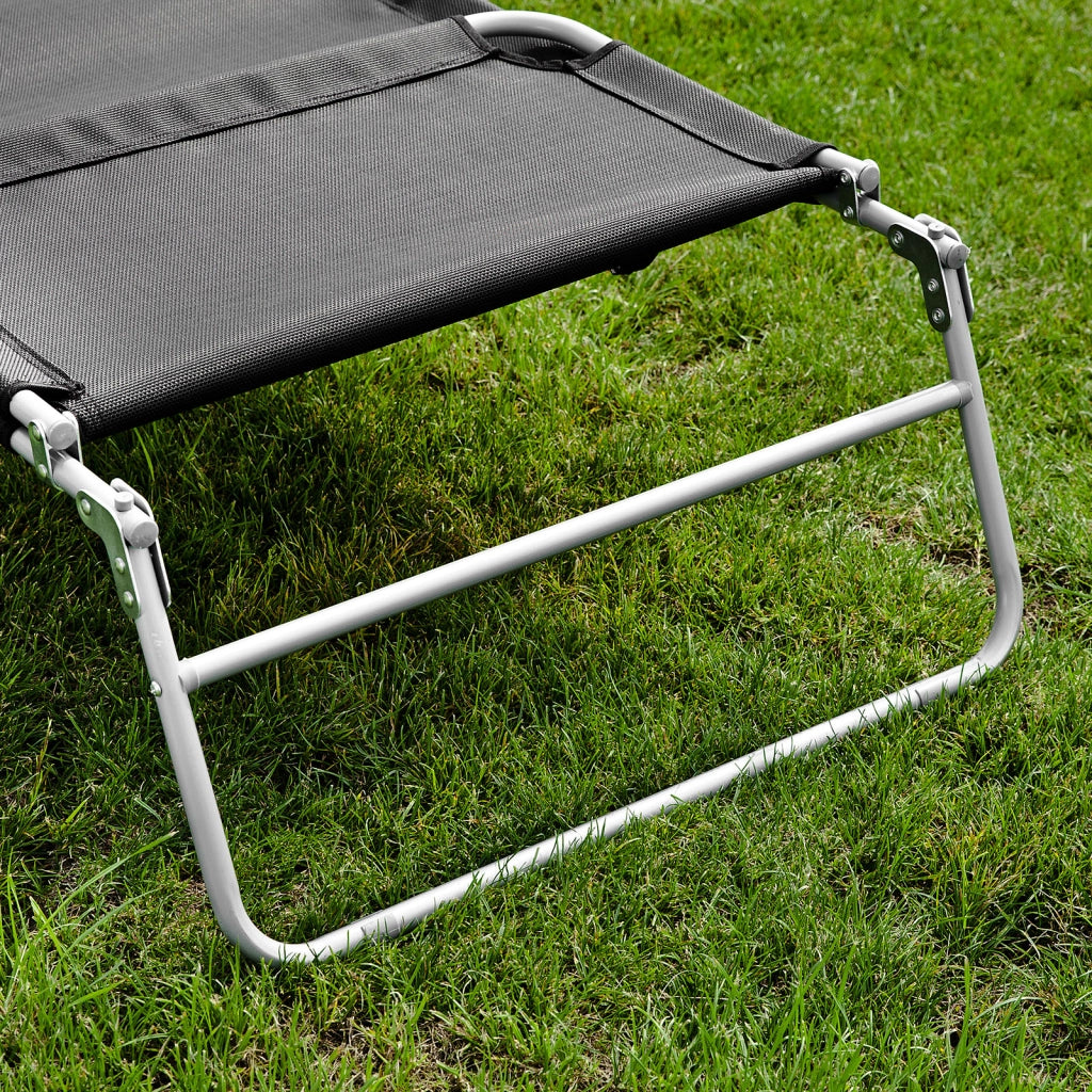 SoBuy Sdraio da Giardino Reclinabile Lettino Prendisole con Cuscino e Tasca Laterale Sedia Sdraio da Esterno per Patio Campeggio Spiaggia Sdraio Pieghevole da Giardino Nero 155x56x81cm OGS35-SCH