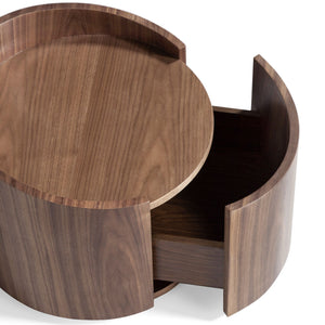 Comodino in noce e acciaio nero