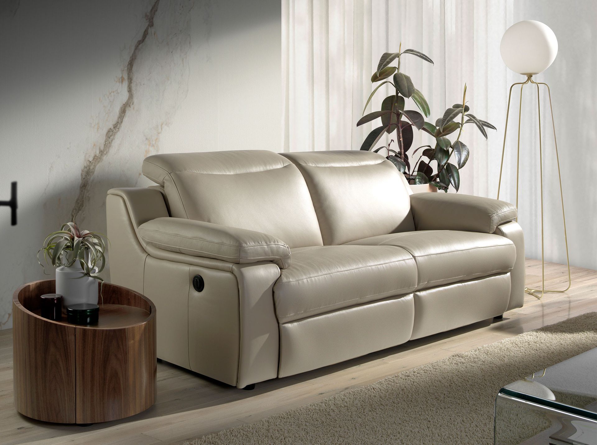 Comodino in noce e acciaio nero