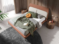 Comodino in noce e acciaio nero