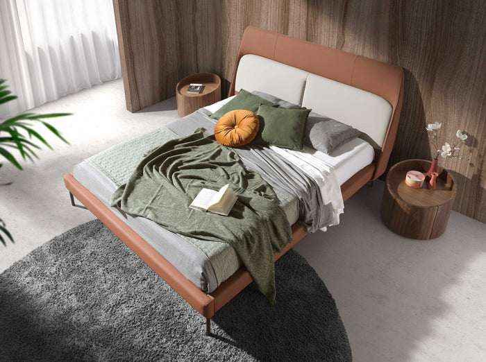 Comodino in noce e acciaio nero