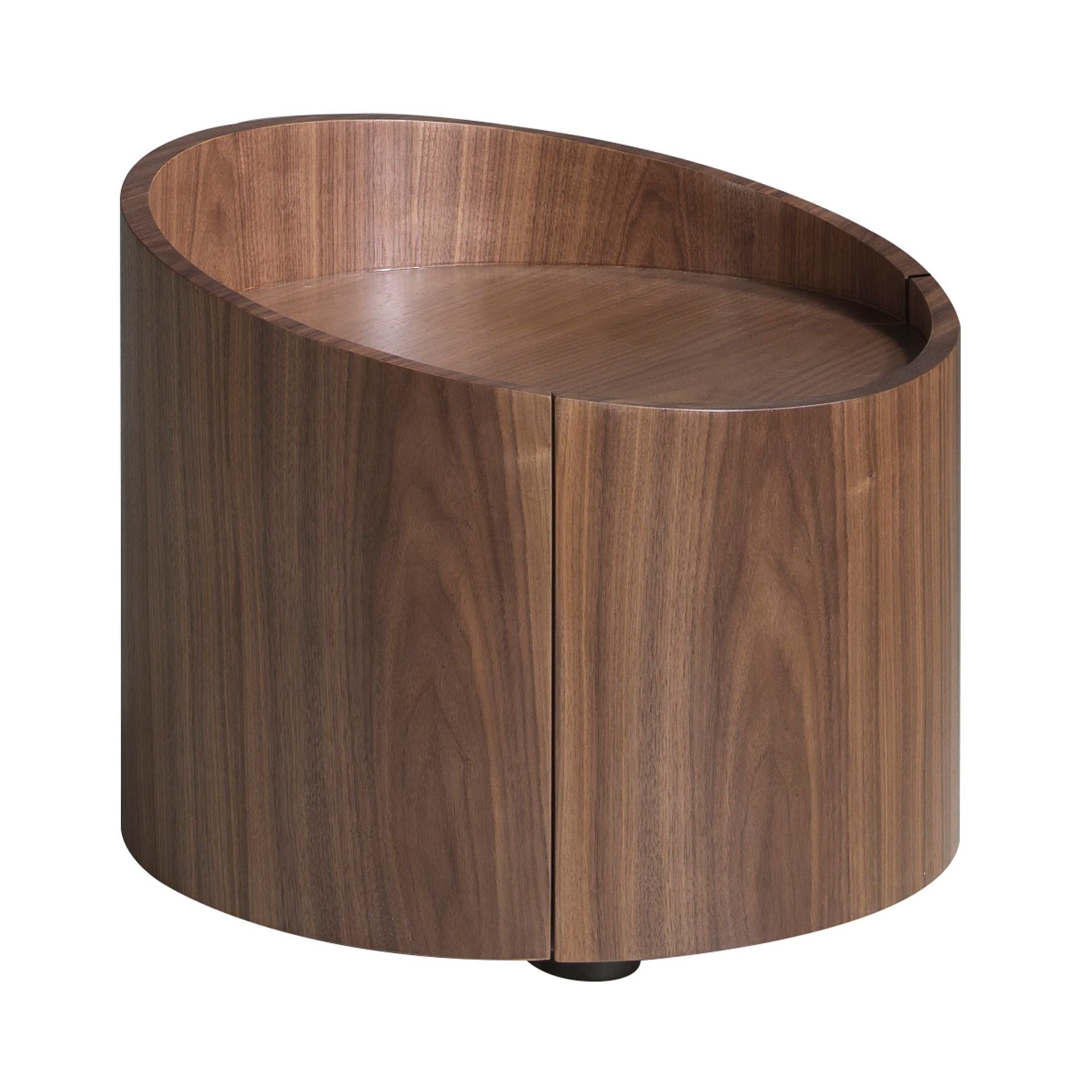 Comodino in noce e acciaio nero