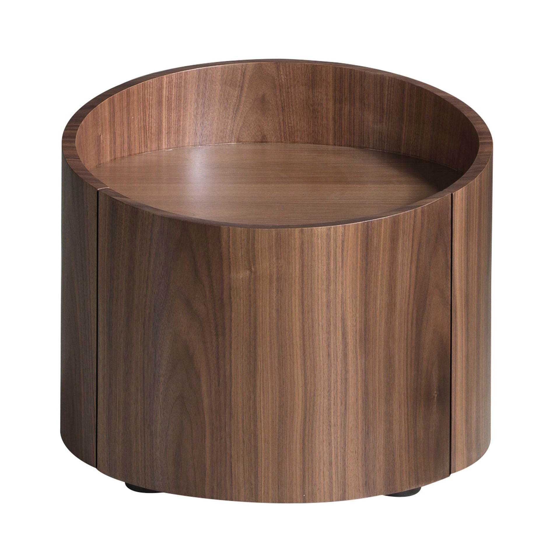 Comodino in noce e acciaio nero