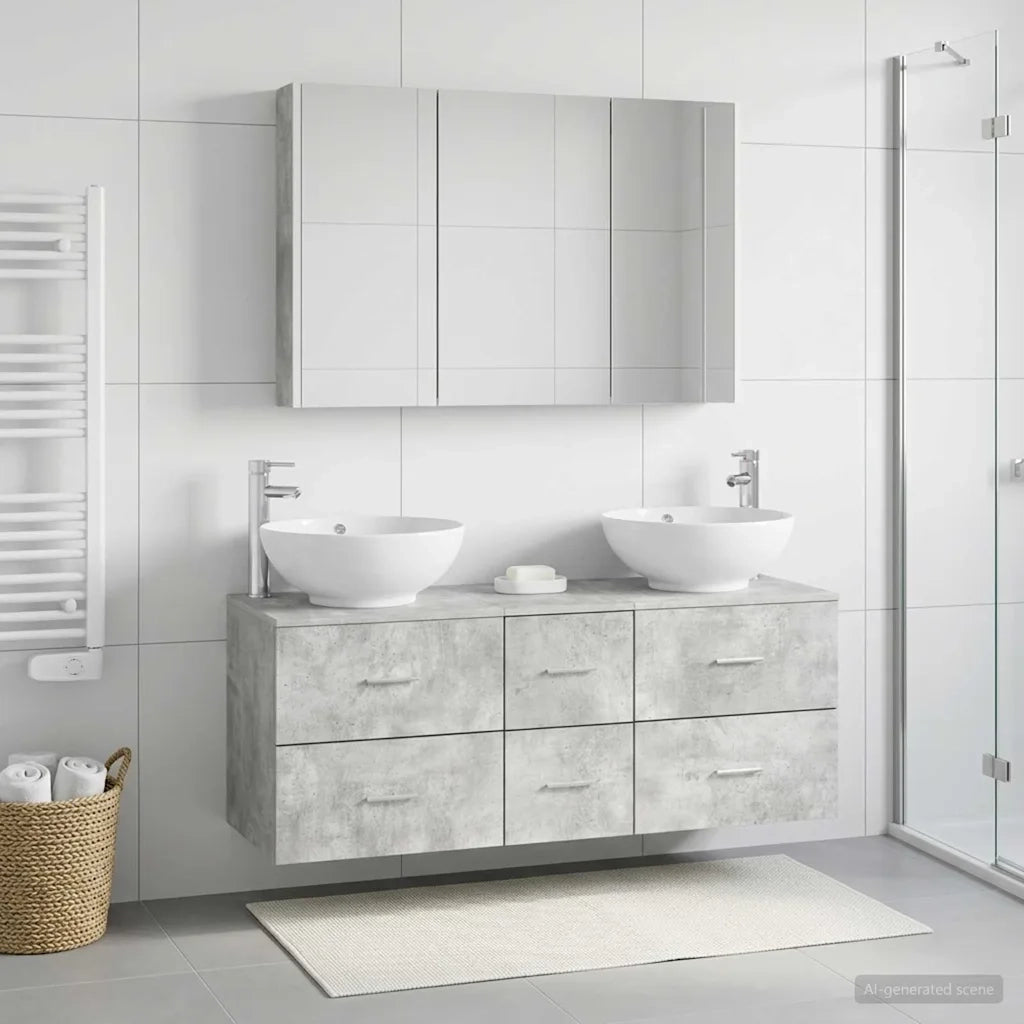 Set di mobili per il bagno 4 pcs Grigio Cemento 3406986