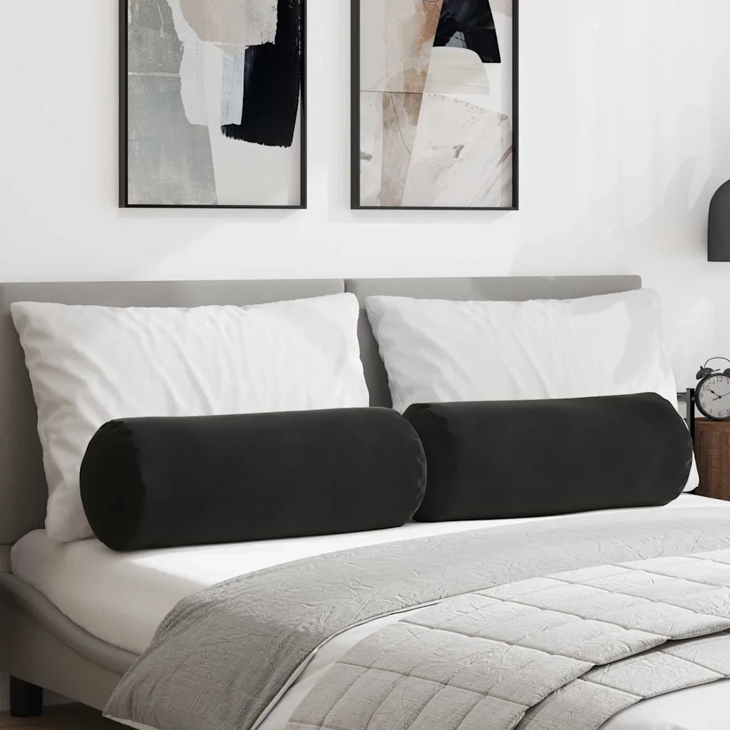 Cuscini a rullo 2 pcs Nero Ø 25 x 70 cm Tessuto in Cords 42014334
