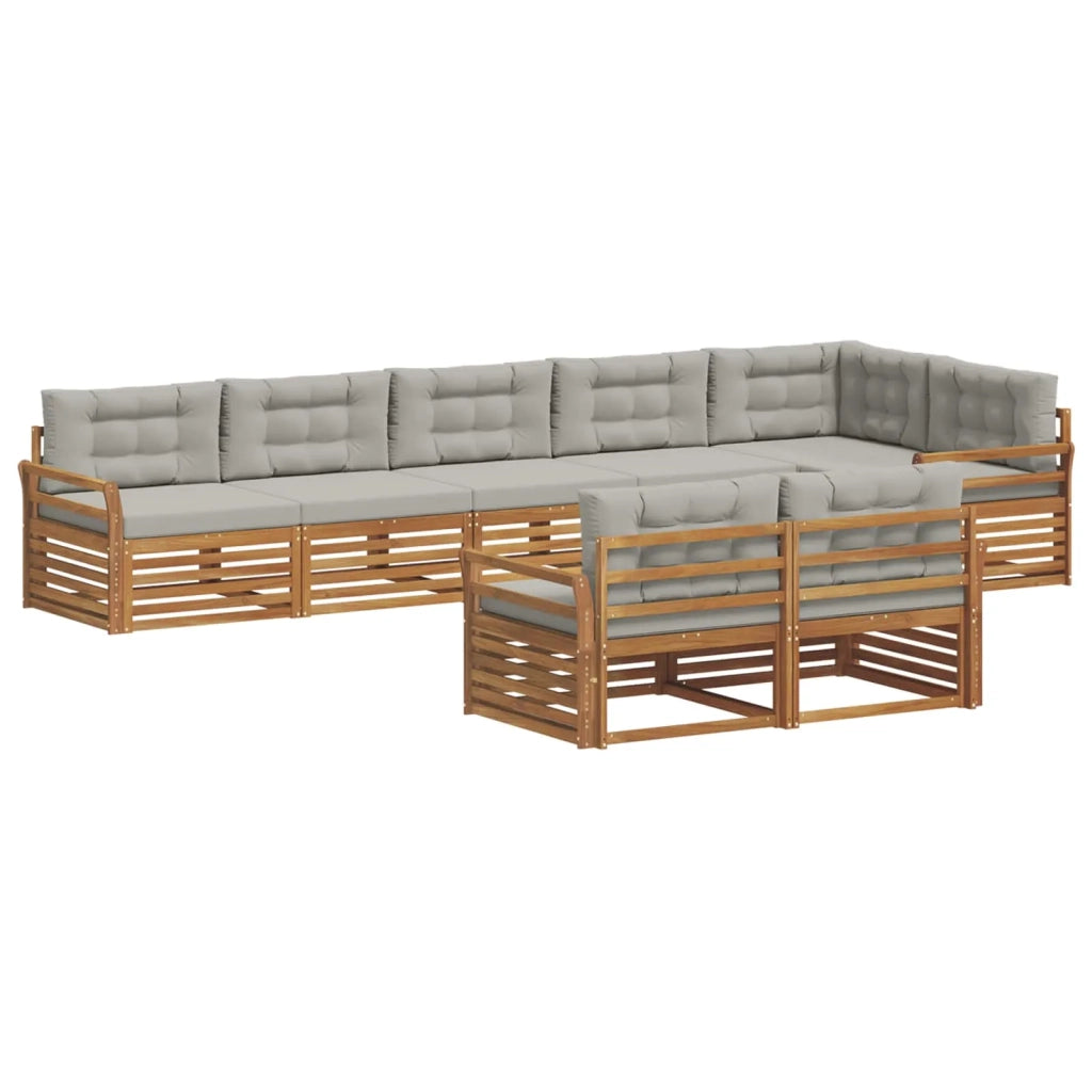 Set di divani da esterno 8 pcs Grigio Naturale e Chiaro