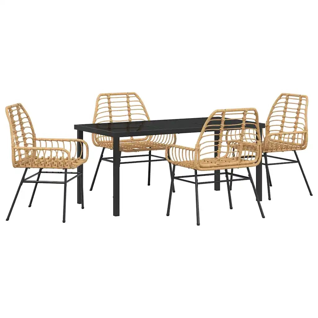 Set da Pranzo per Giardino 5 pcs Marrone polyrattan 3380851