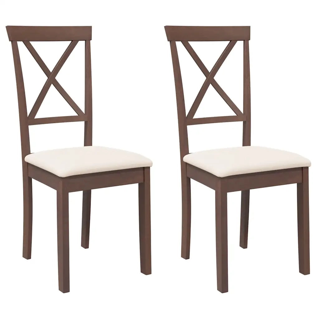 Sedie da Pranzo con Cuscini 2pz Marrone Legno Massello di Hevea 4102401