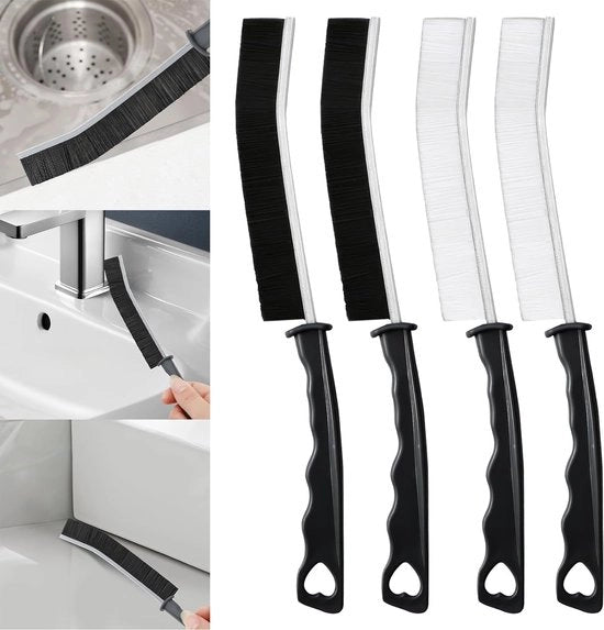 Set di 4 spazzole per pulire le giunture di piastrelle, guide cucina - strumento di pulizia efficiente per porte e finestre