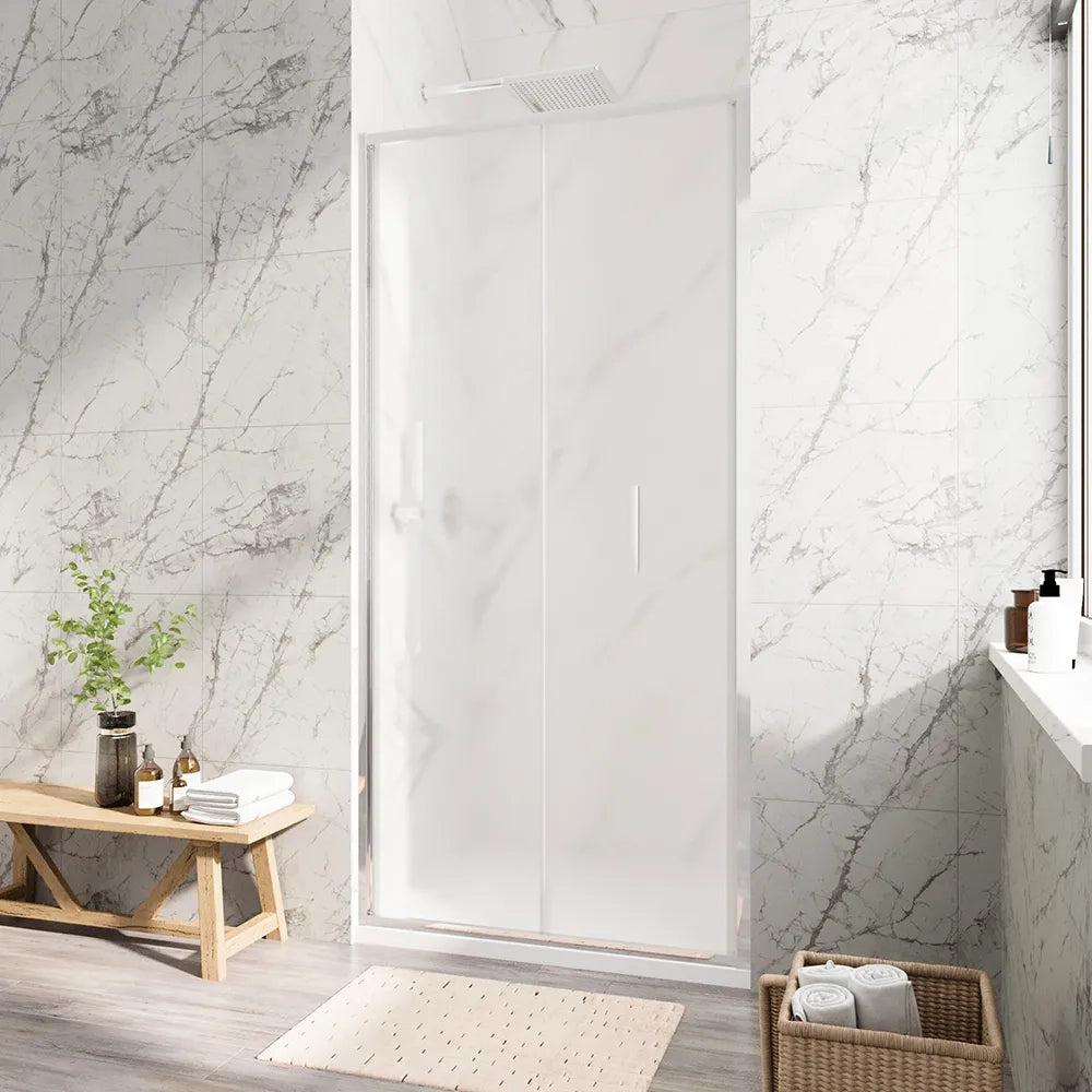 Porta doccia 75cm con apertura a libro profili slim cromati vetro 6mm opaco h190 | Portofino