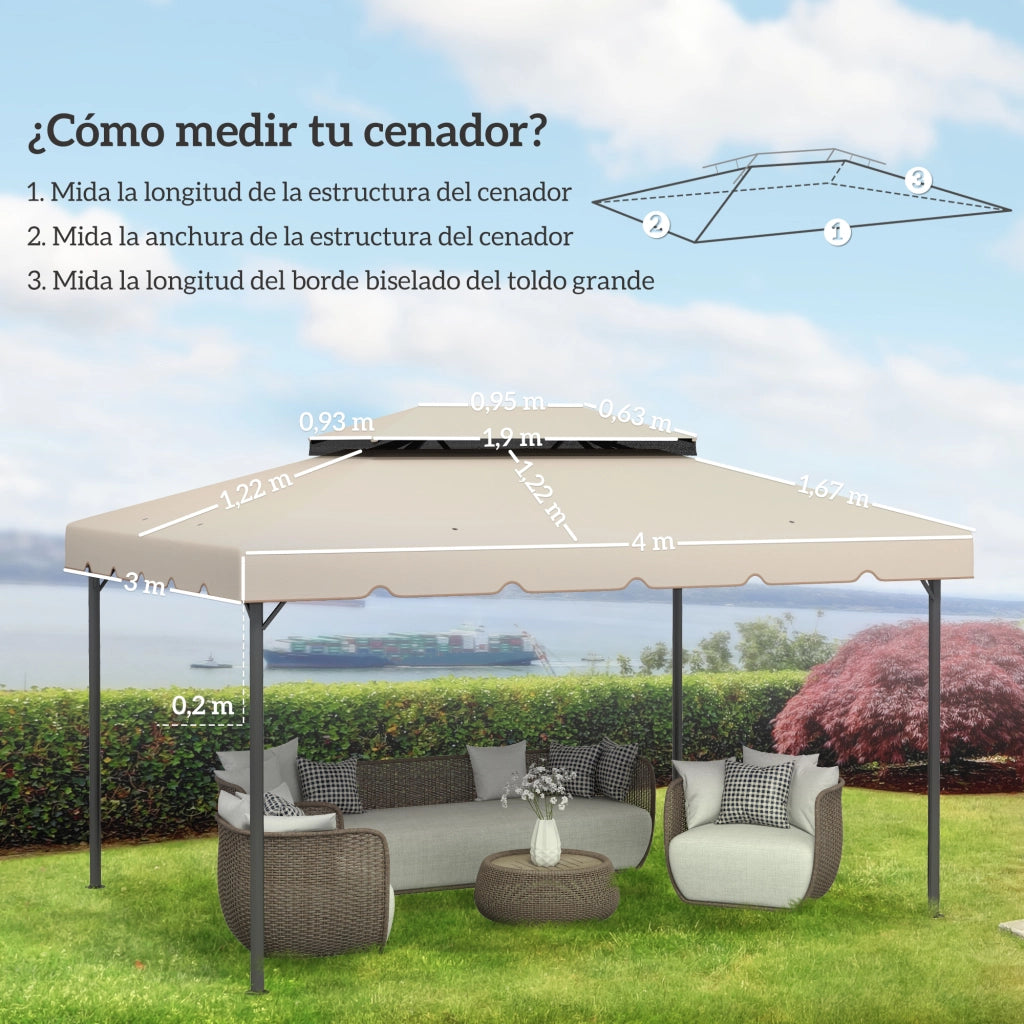 Toldo per Gazebo 4x3 m ¨C zephmum ¨C Beige