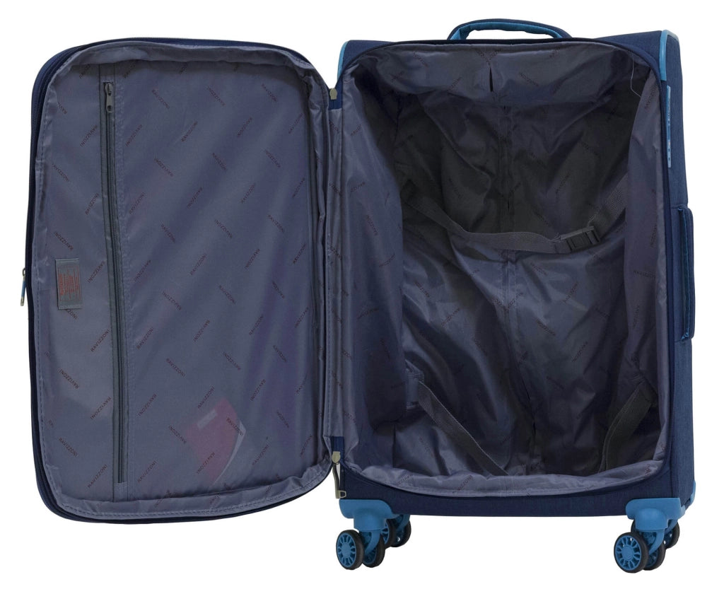 Set 3 Valigie Trolley Morbide in Poliestere 4 Ruote TSA Ravizzoni Nettuno Nere