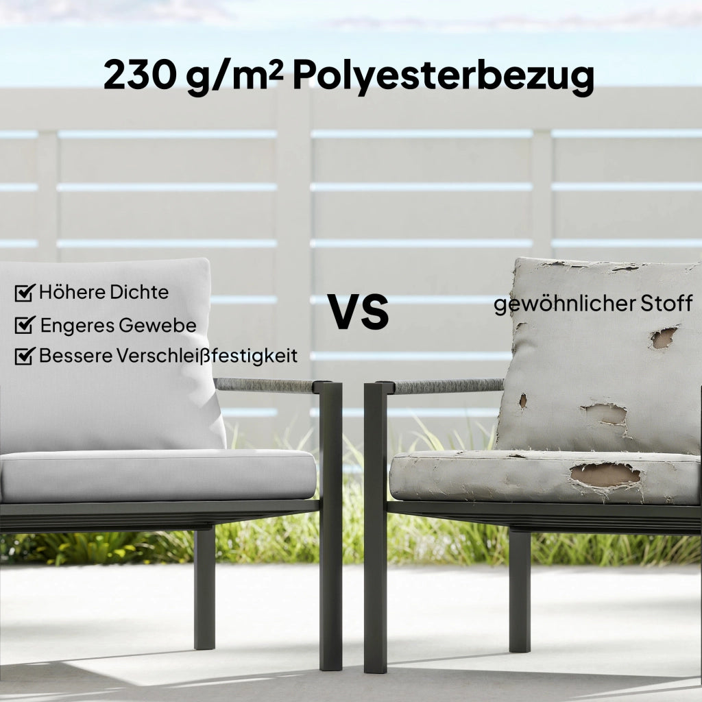 Set divano da giardino con tavolino ¨C Zephmum ¨C PolyRattan grigio chiaro 4 posti