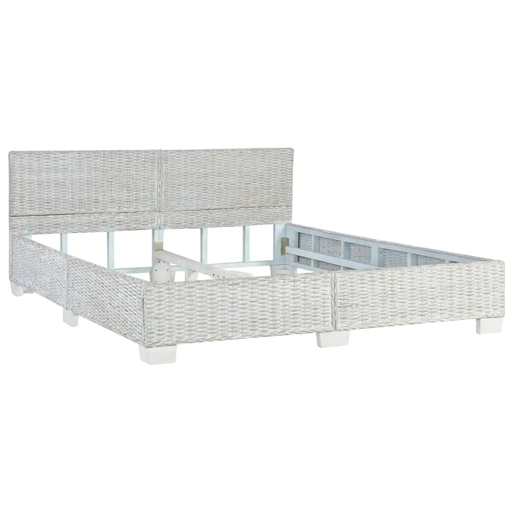 Giroletto-Struttura Letto Grigio in Rattan Naturale 160x200 cm