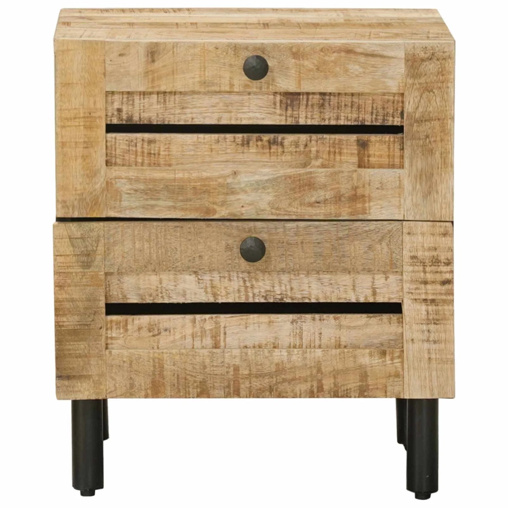 Comodino 2 pz Naturale 40 x 33 x 46 cm Legno di mango massello 4018843