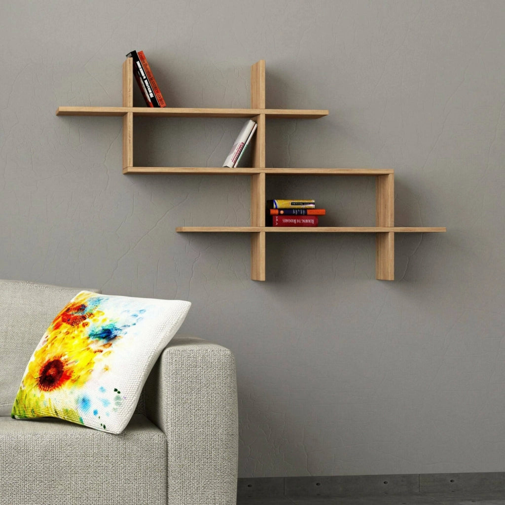 Aieta, Mensola 3 Ripiani, 150x22x82h cm Marrone Quercia