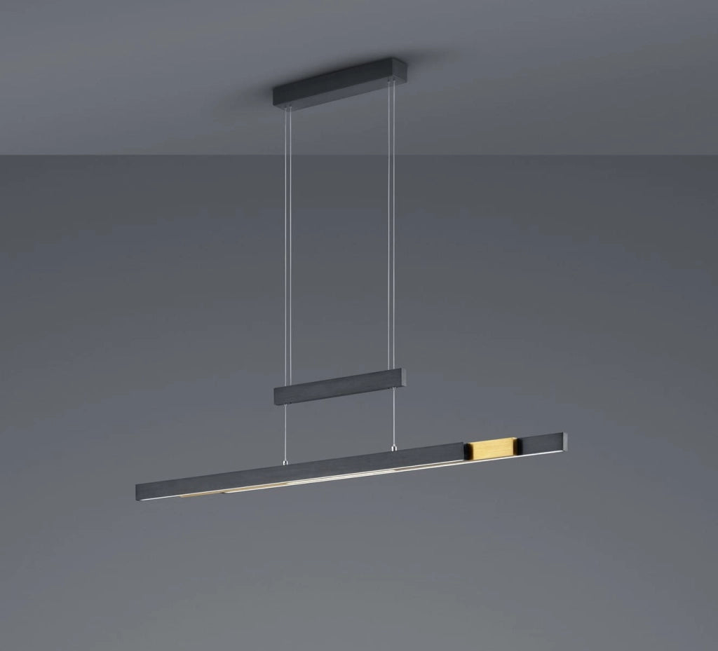 Lampada a sospensione LED Trajan nera 150 cm Trio 45W