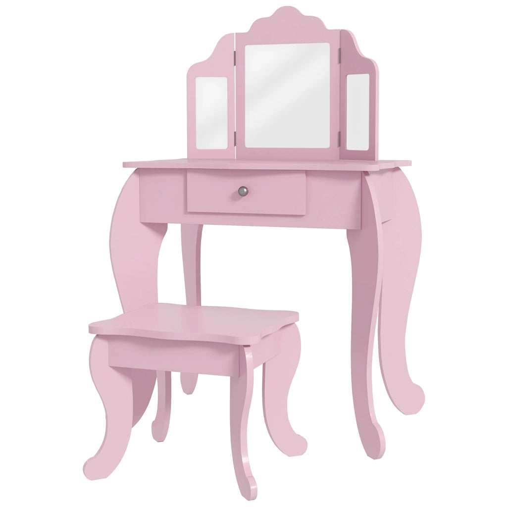 Tocador Bambini con Specchio e Cassetto ¨C Minimal ¨C Rosa 60x45x80