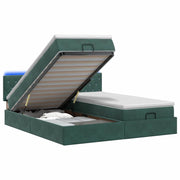 Letto Ottomano con Materasso e LED Verde Scuro 200 x 200 cm 3457323