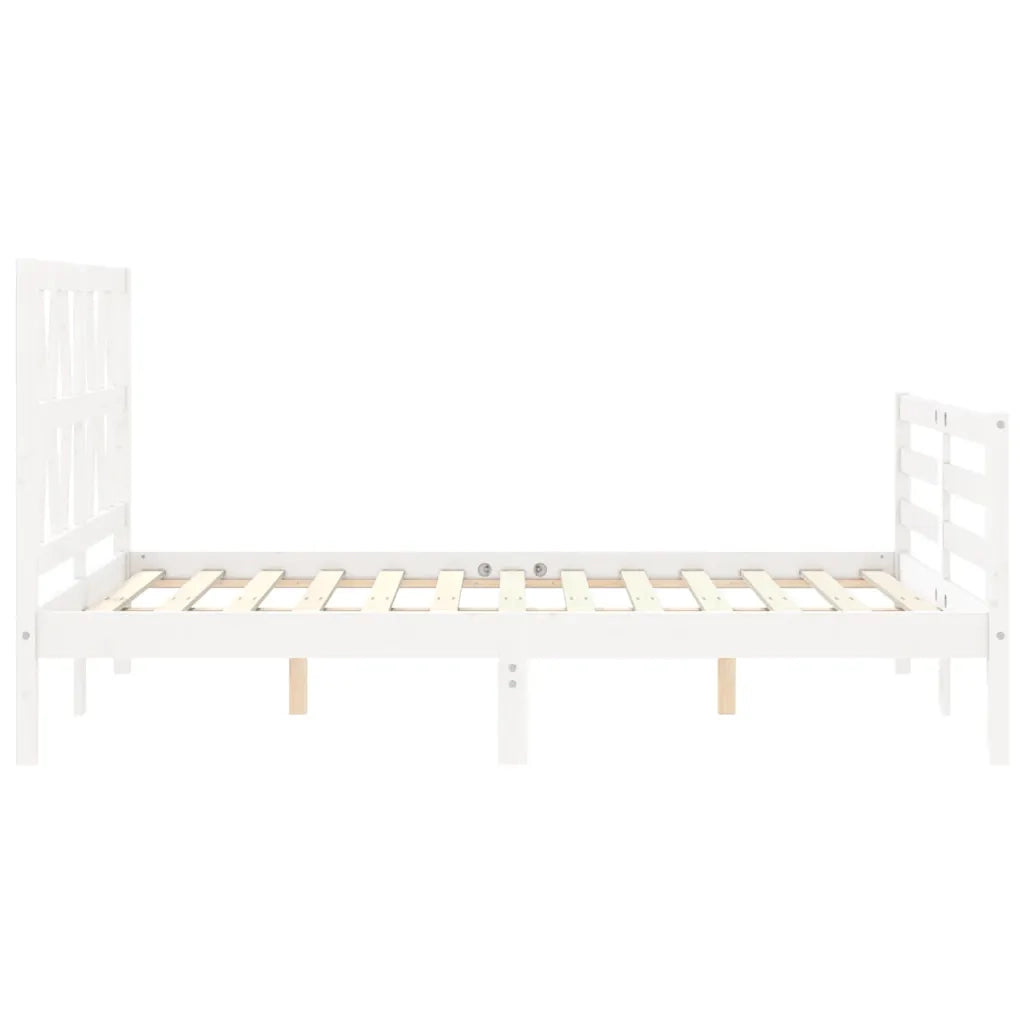 Giroletto con Testiera-Struttura Letto con testiera Bianco 120x200 cm in Legno Massello 610228