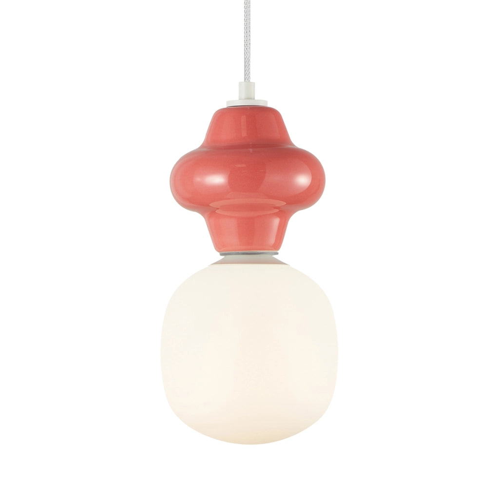 Lampada a sospensione Art Déco ceramica rossa Ø15 E14 Italux