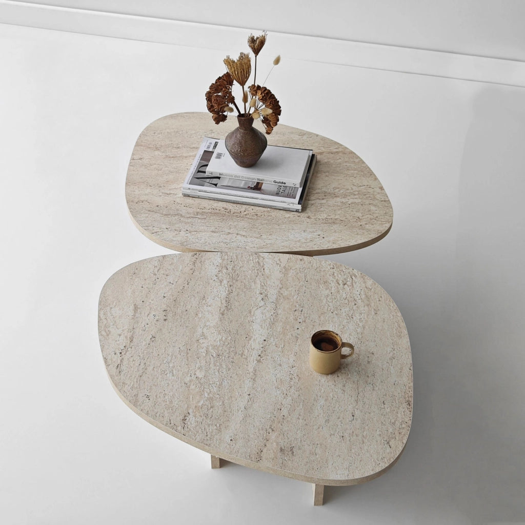 Tavolino in legno "Stones" 125 x 60 x 38 cm - Travertino