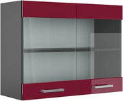 Mobile da cucina in vetro R-Line, Rosso lucido, 80 cm, per la libera combinazione all'interno di sistemi cucina modulari