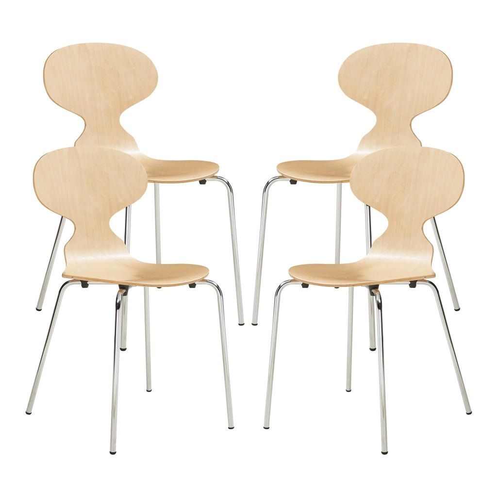 Set di 4 sedie da pranzo 80 x 47 x 48 cm design moderno e robusto finitura naturale/cromata 03_0009836