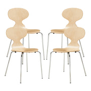 Set di 4 sedie da pranzo 80 x 47 x 48 cm design moderno e robusto finitura naturale/cromata 03_0009836