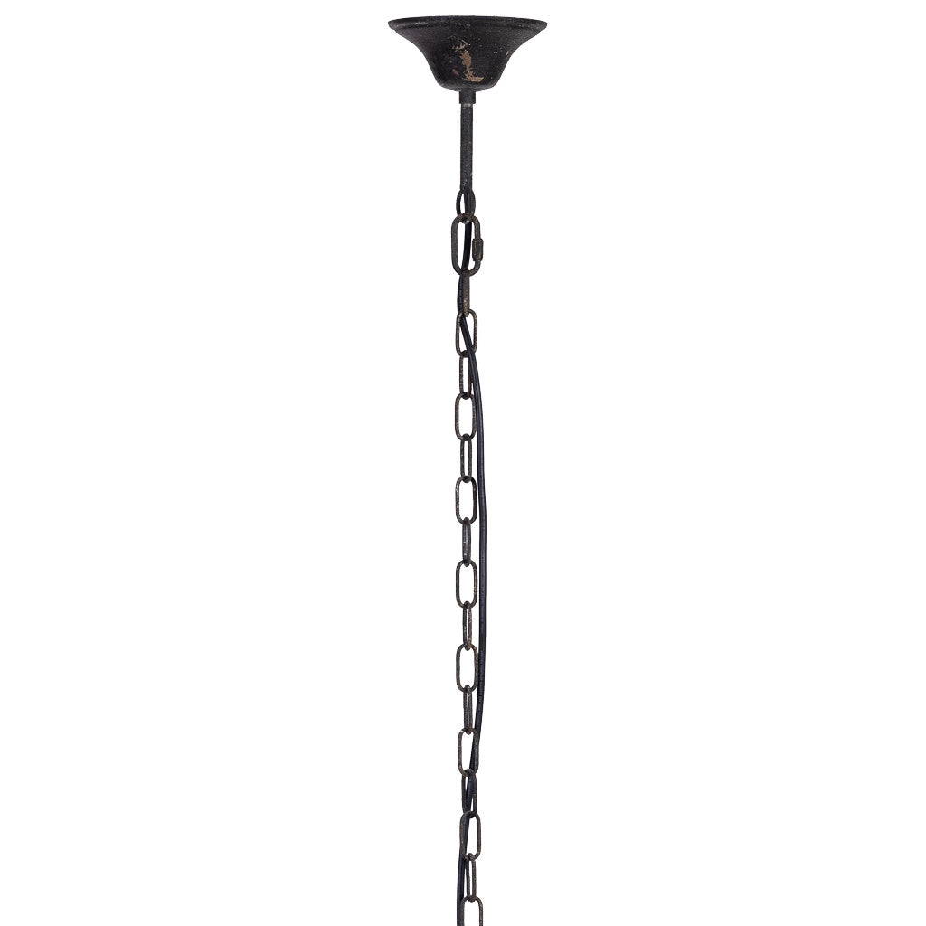 Lampada da soffitto rotonda in legno e metallo nero D63x63x63h cm