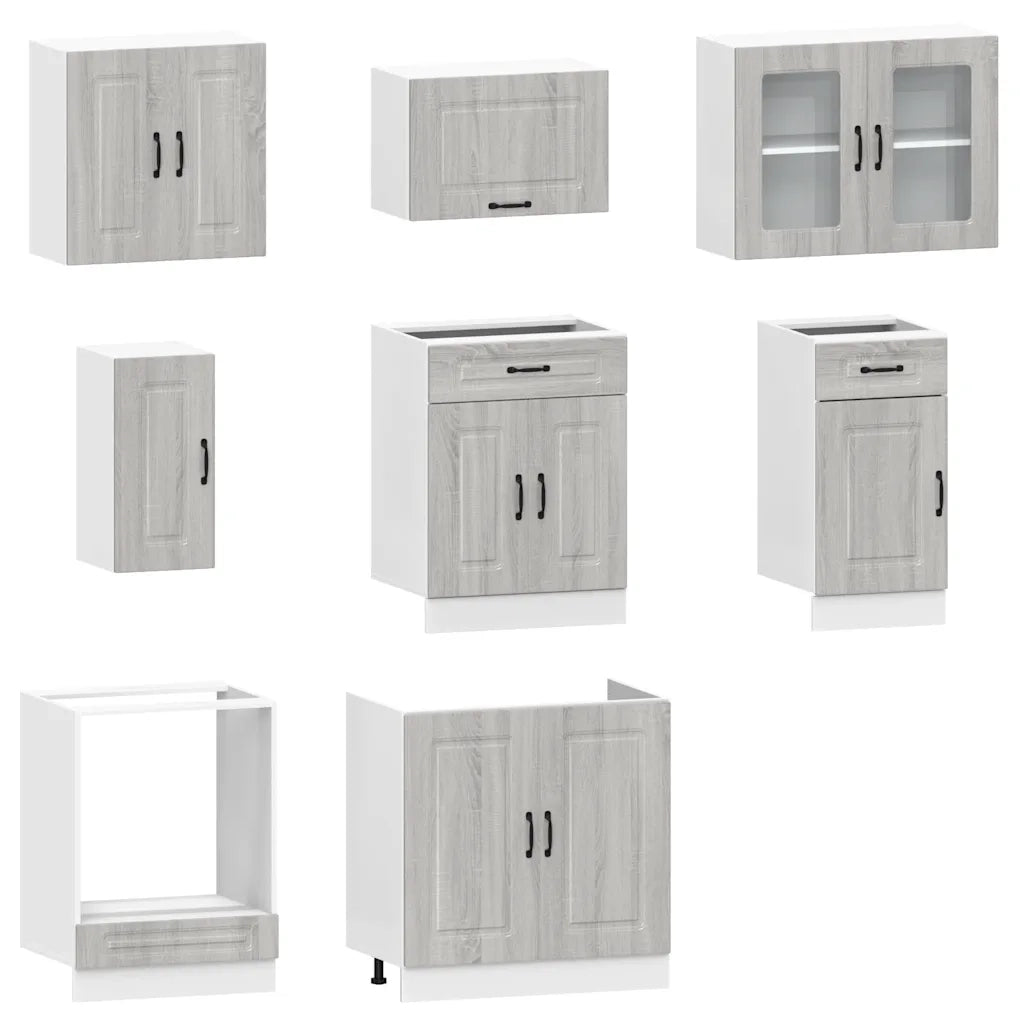Set Mobili da Cucina 8 pz Kalmar Grigio Sonoma in Truciolato 3314827