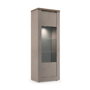 Vetrina SASHA – 1 porta con ripiani in legno e vetro – Bronzo e piano in legno Mercurio