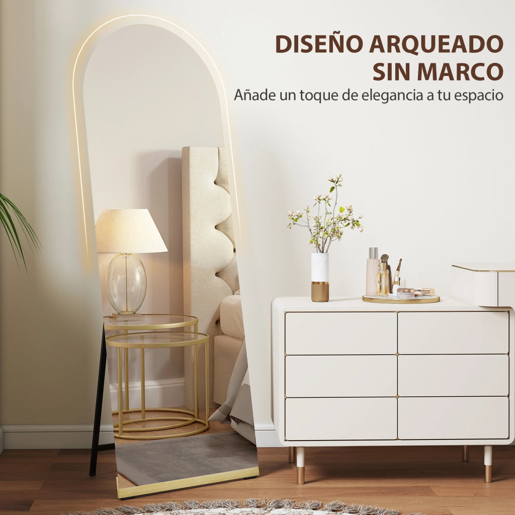 Specchio a Pieno Corpo Curvo senza Cornice ¨C zephmum ¨C Legno 160x50 cm
