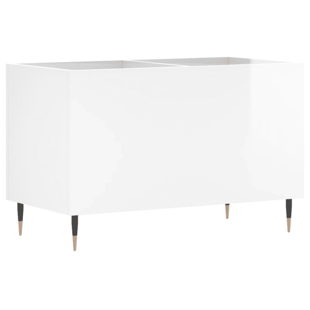 Mobile Porta Dischi Bianco Lucido 74,5x38x48 Legno Multistrato 831718