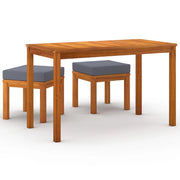 Set da Pranzo da Giardino 3pz | Set Salotto da Giardino con Cuscini Legno Massello Acacia